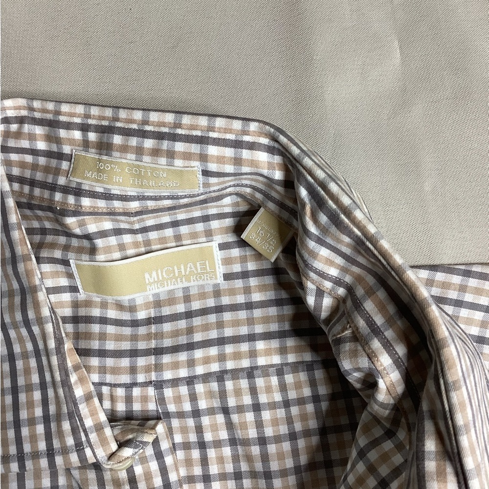 Michael Kors White and Blue Checkered Dress Shirt - Picture 6 of 6